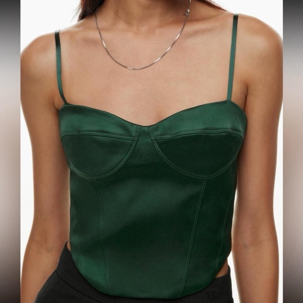 Sunday Best Deep Green Satin Bustier Cami